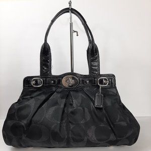COACH 13916 Signature Black Satin Lurex Garnet Pur